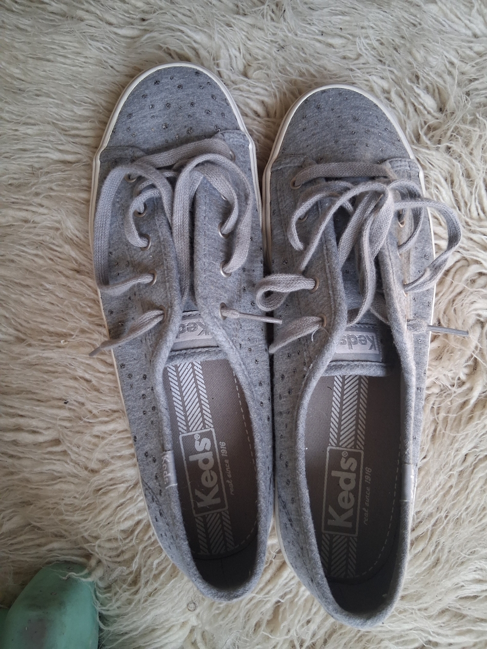 Keds Gray Lace-Up Sneakers with Subtle Shiny Dots